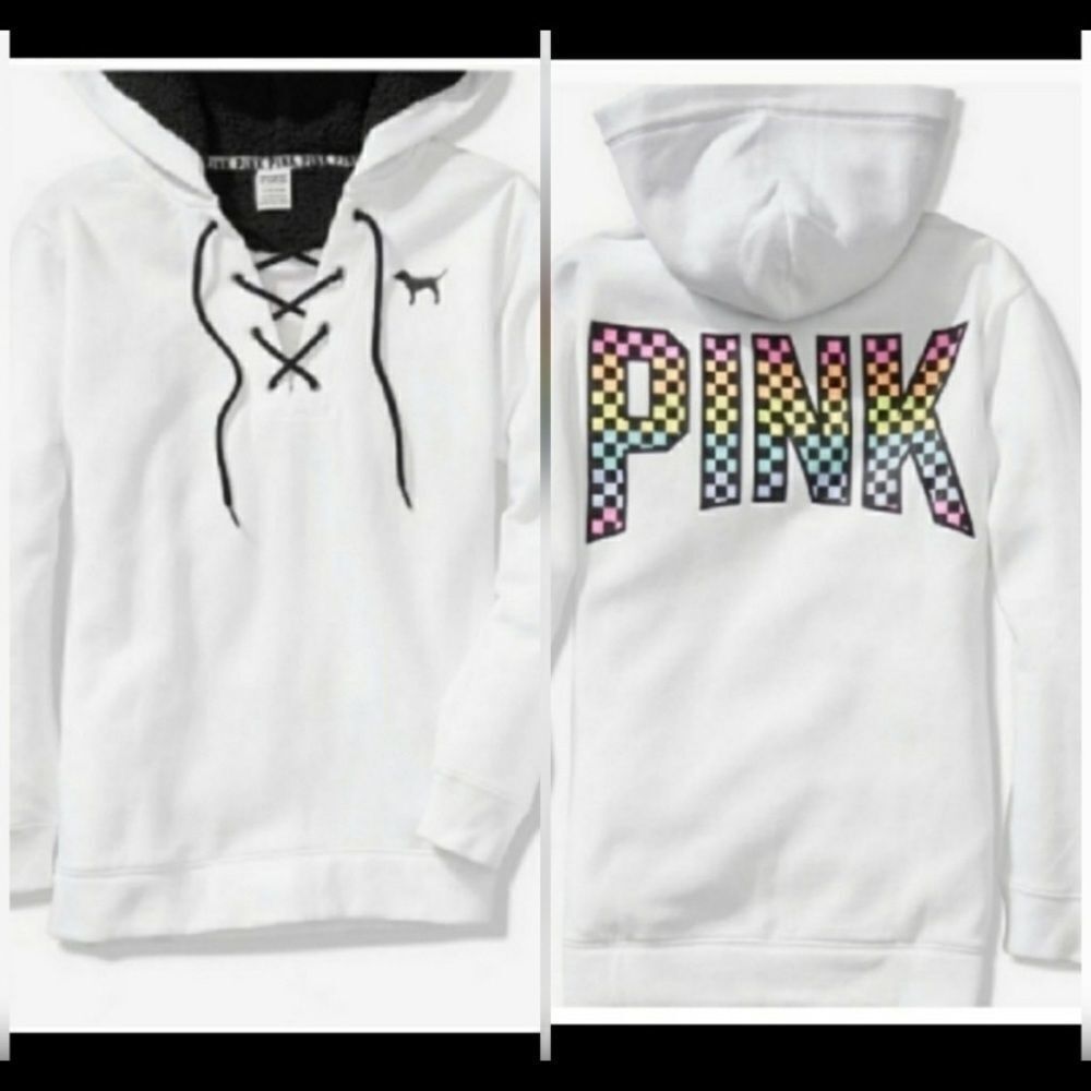 VS PINK RARE CHECKERED HOODIE XS